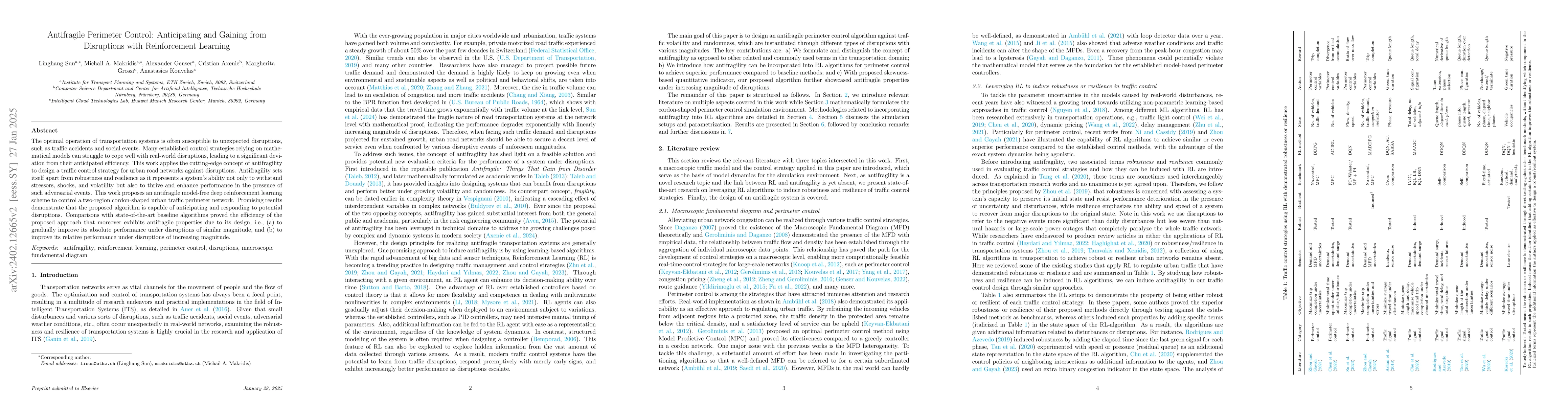 Thumbnail for Antifragile Perimeter Control: Anticipating and Gaining from Disruptions
  with Reinforcement Learning