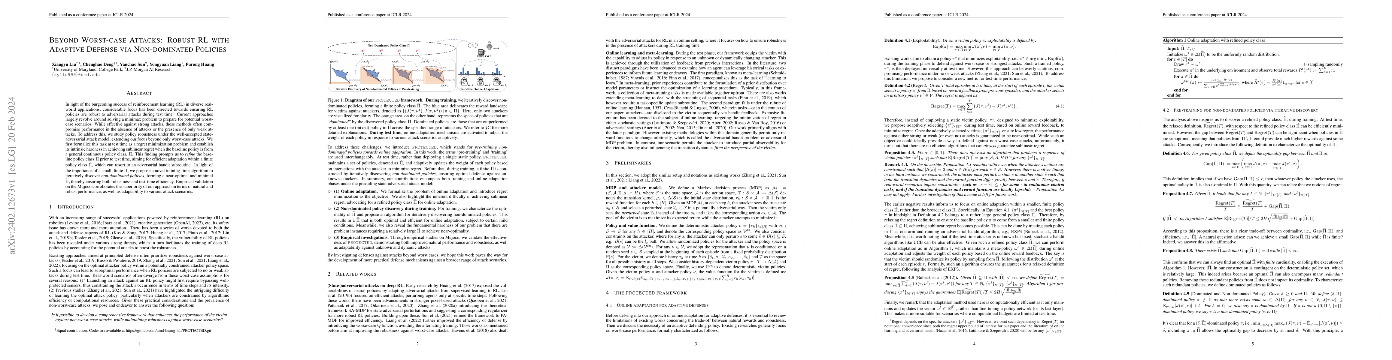 Thumbnail for Beyond Worst-case Attacks: Robust RL with Adaptive Defense via
  Non-dominated Policies