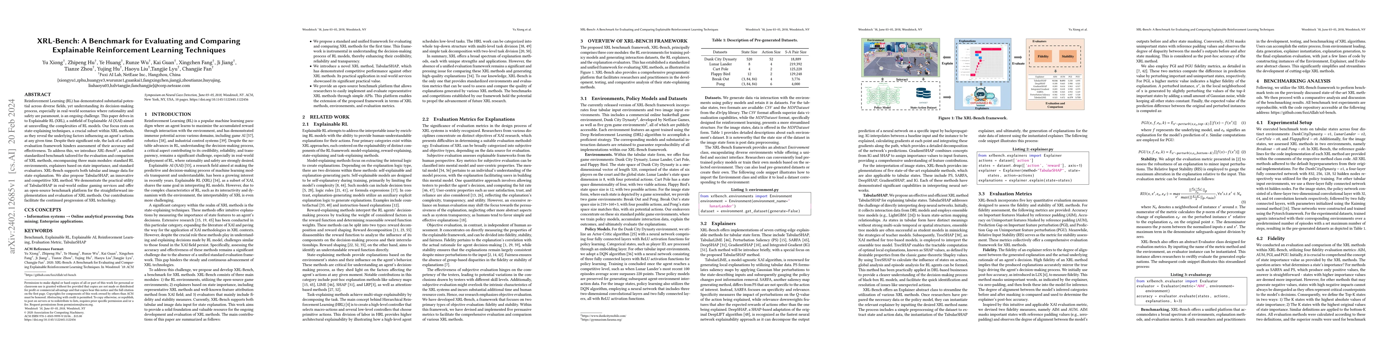 Thumbnail for XRL-Bench: A Benchmark for Evaluating and Comparing Explainable
  Reinforcement Learning Techniques