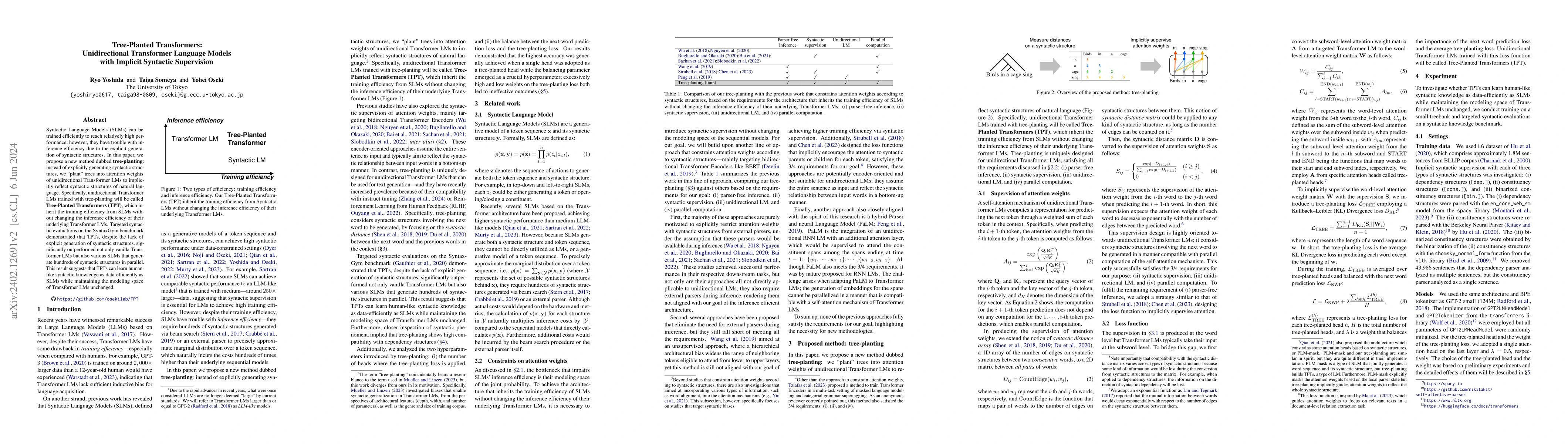 Thumbnail for Tree-Planted Transformers: Unidirectional Transformer Language Models
  with Implicit Syntactic Supervision