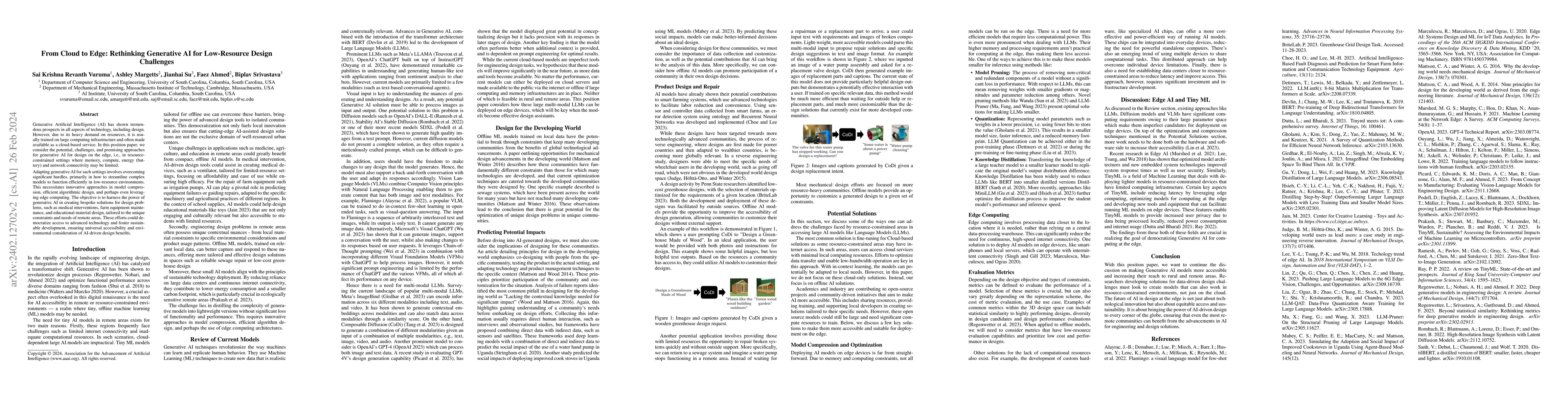Thumbnail for From Cloud to Edge: Rethinking Generative AI for Low-Resource Design
  Challenges
