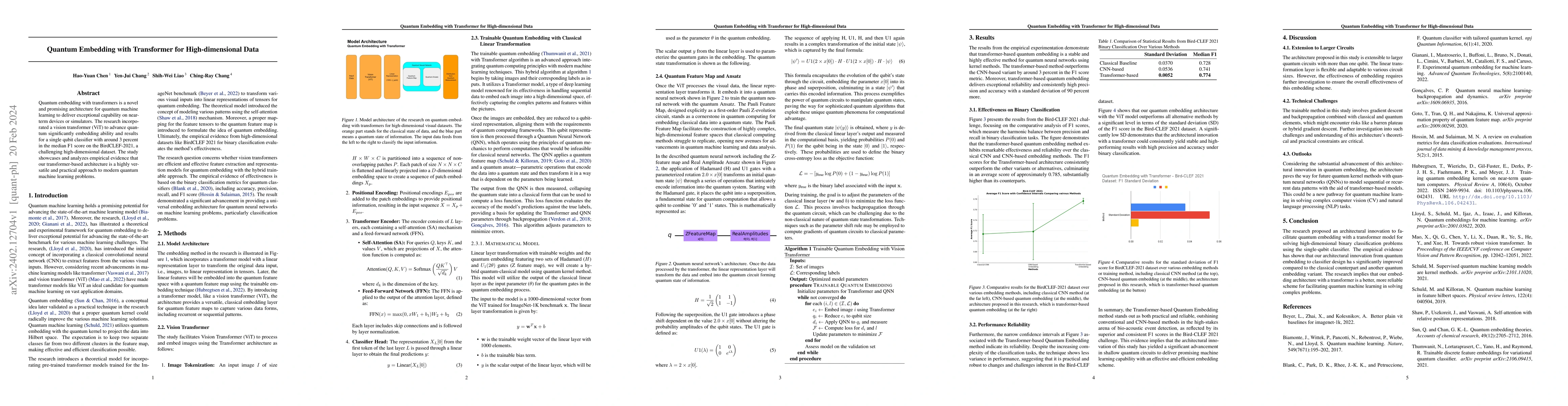 Thumbnail for Quantum Embedding with Transformer for High-dimensional Data