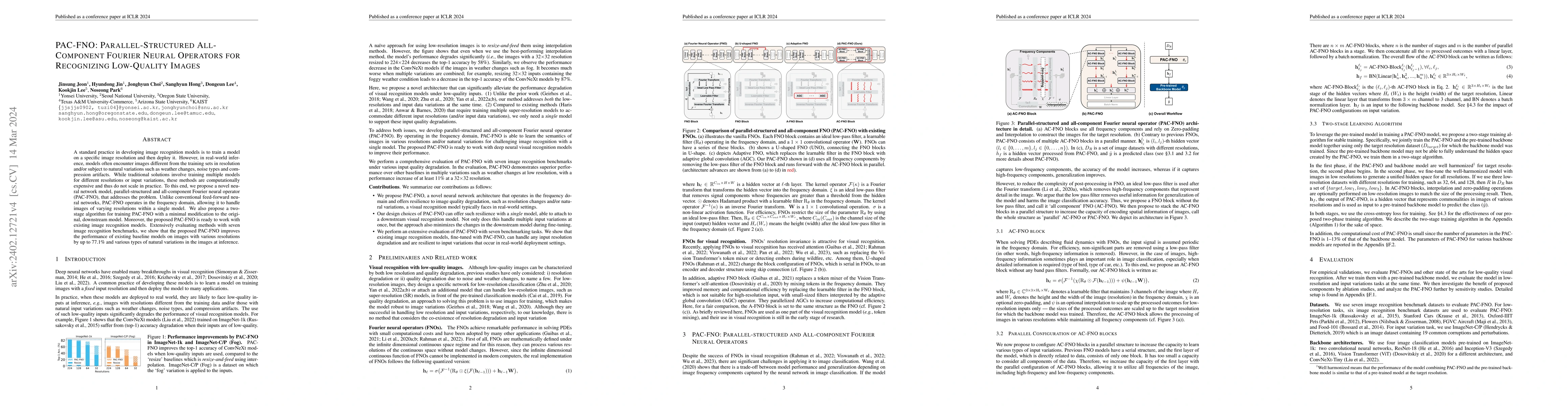 Thumbnail for PAC-FNO: Parallel-Structured All-Component Fourier Neural Operators for
  Recognizing Low-Quality Images