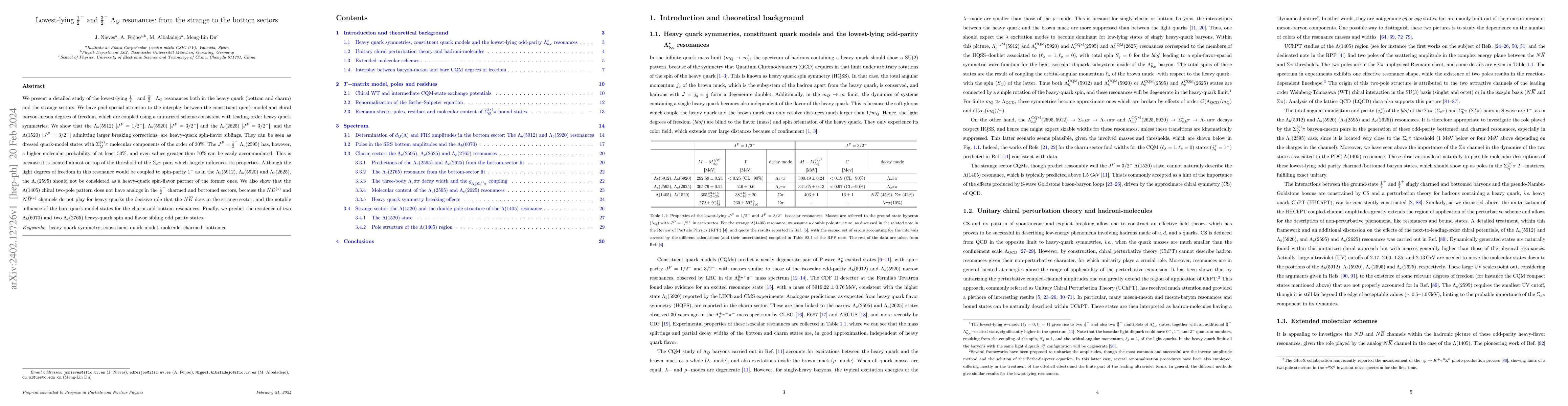 Thumbnail for Lowest-lying ${\frac{1}{2}}^-$ and ${\frac{3}{2}}^-$ $\Lambda_{Q}$
  resonances: from the strange to the bottom sectors