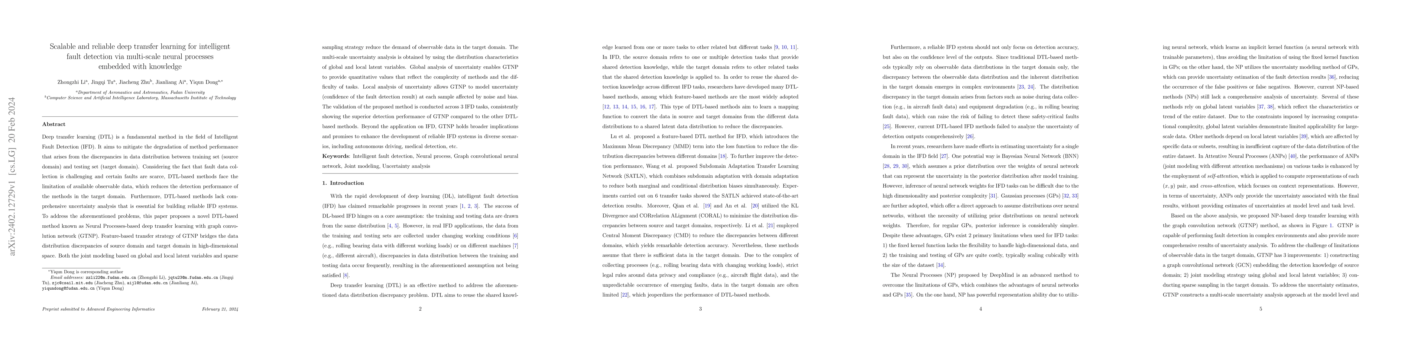 Thumbnail for Scalable and reliable deep transfer learning for intelligent fault
  detection via multi-scale neural processes embedded with knowledge