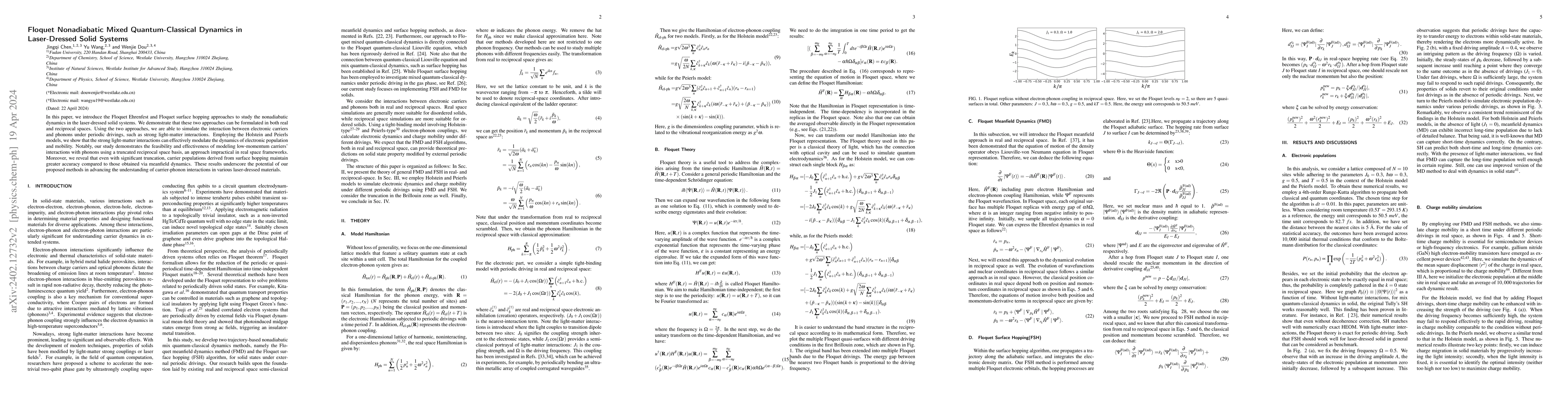 Thumbnail for Floquet Nonadiabatic Mixed Quantum-Classical Dynamics in Laser-Dressed
  Solid Systems