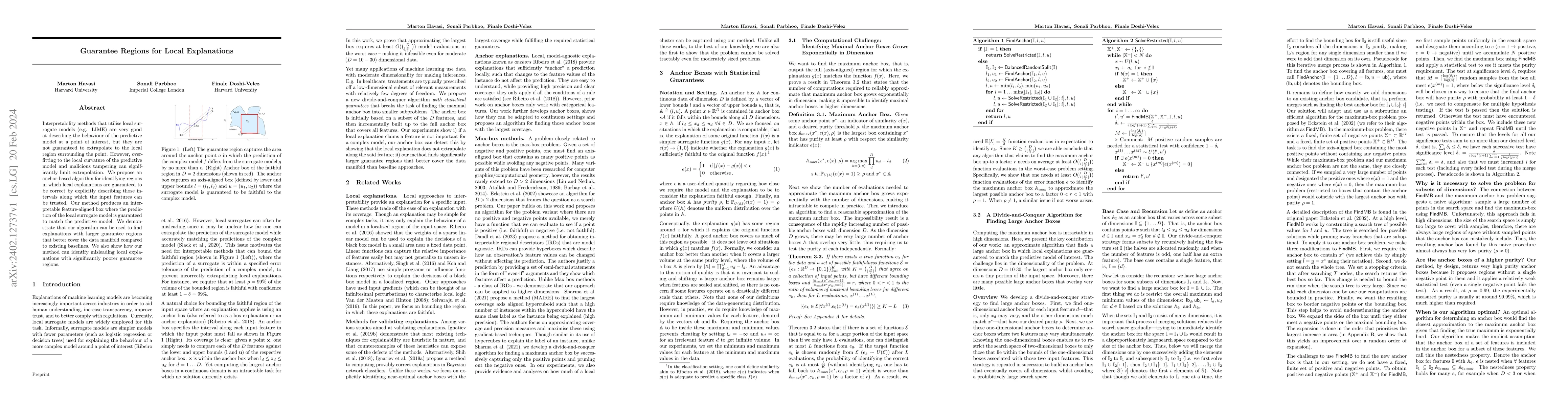 Thumbnail for Guarantee Regions for Local Explanations