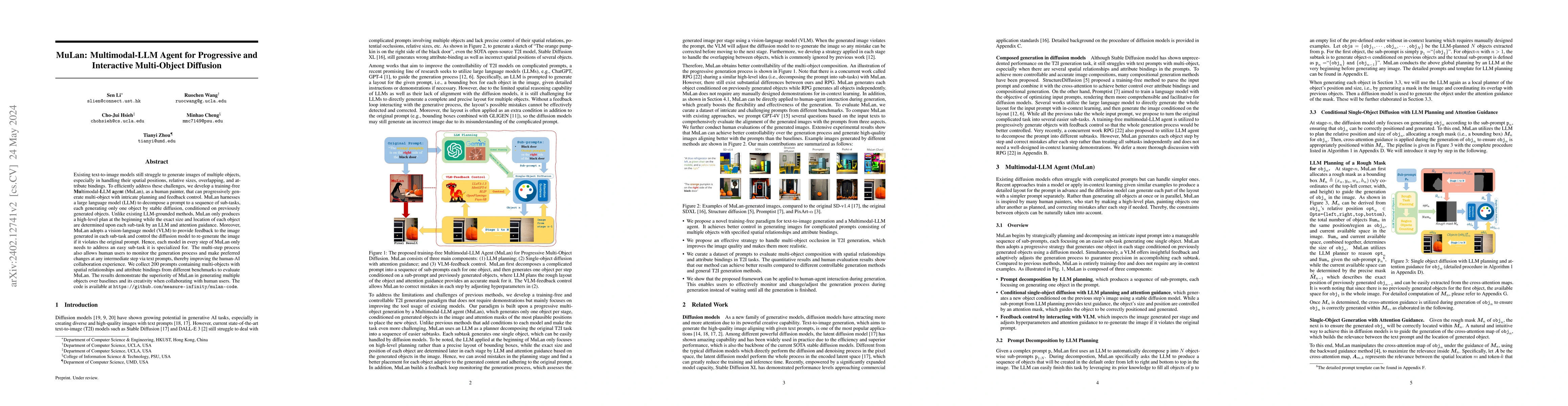 Thumbnail for MuLan: Multimodal-LLM Agent for Progressive and Interactive Multi-Object
  Diffusion