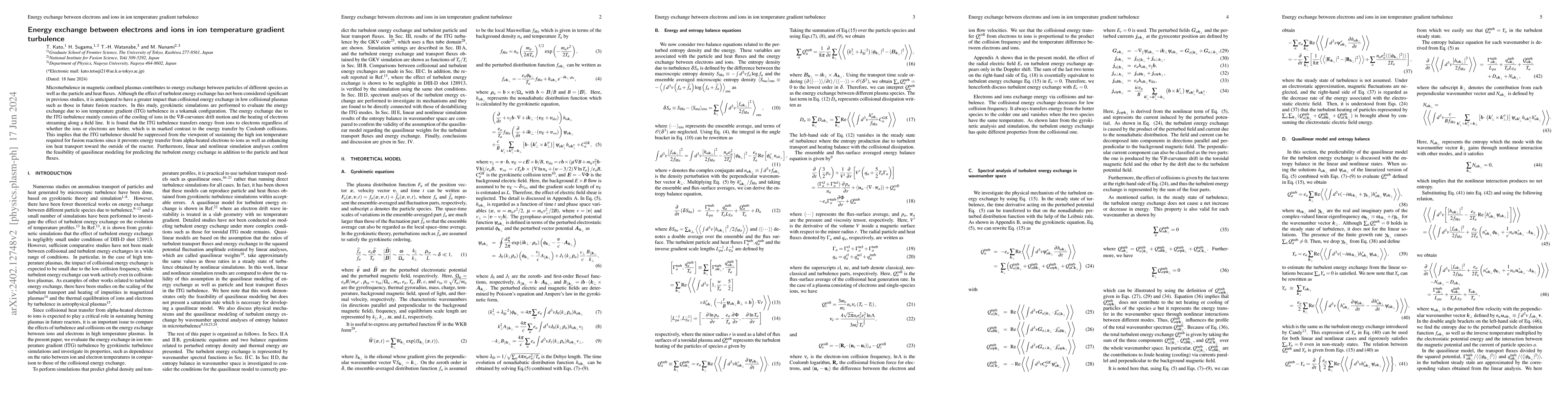 Thumbnail for Energy exchange between electrons and ions in ion temperature gradient
  turbulence