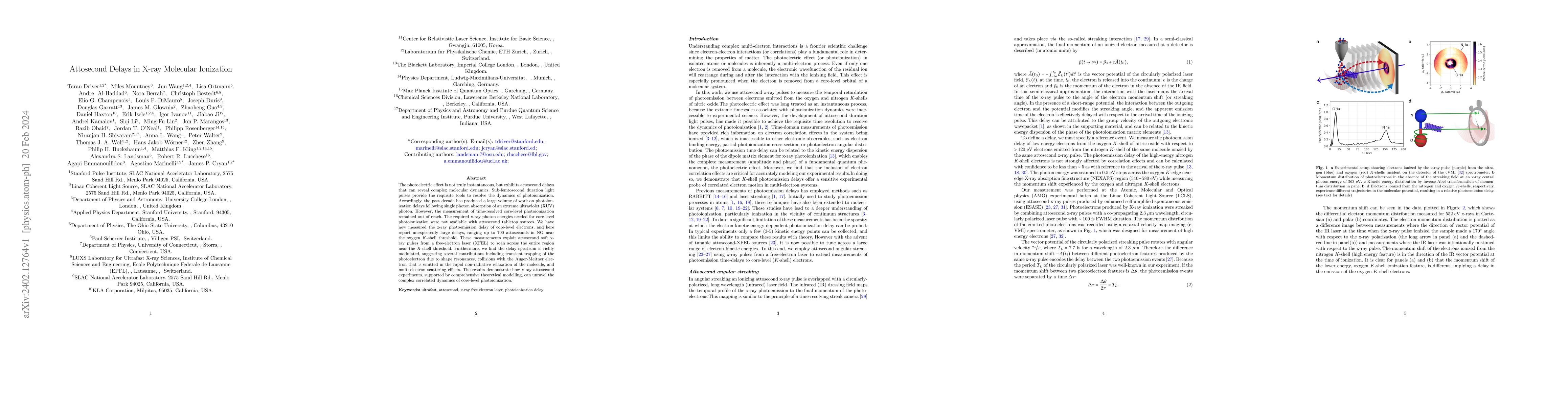 Thumbnail for Attosecond Delays in X-ray Molecular Ionization