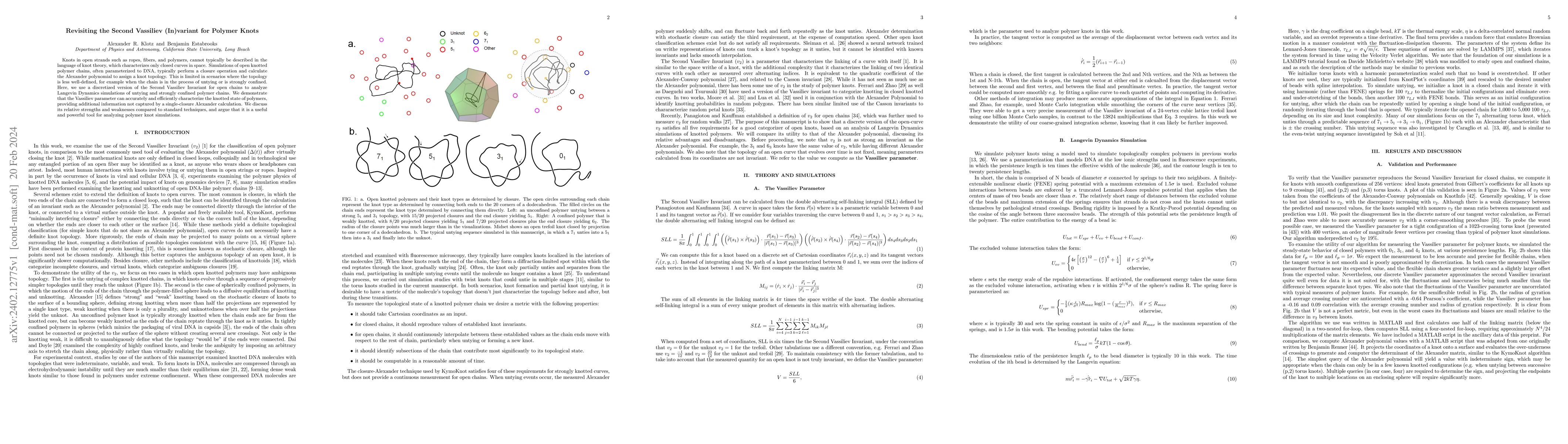 Thumbnail for Revisiting the Second Vassiliev (In)variant for Polymer Knots