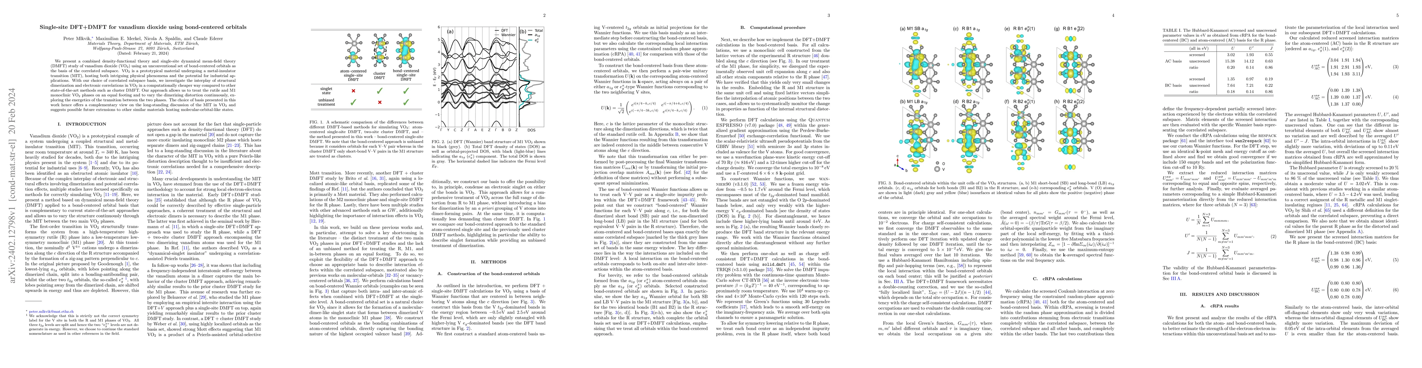 Thumbnail for Single-site DFT+DMFT for vanadium dioxide using bond-centered orbitals