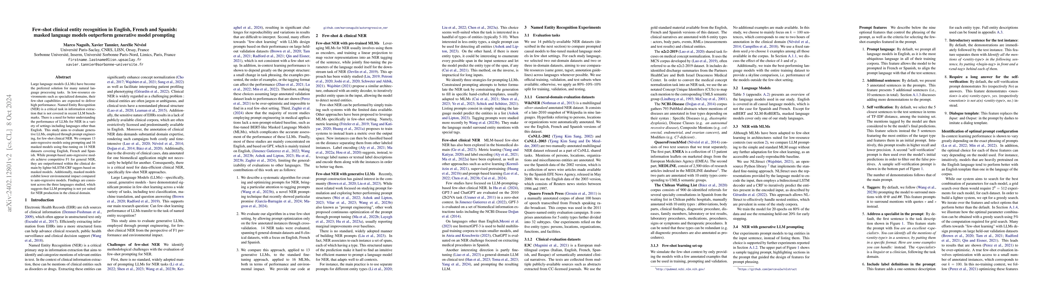 Thumbnail for Few shot clinical entity recognition in three languages: Masked language
  models outperform LLM prompting