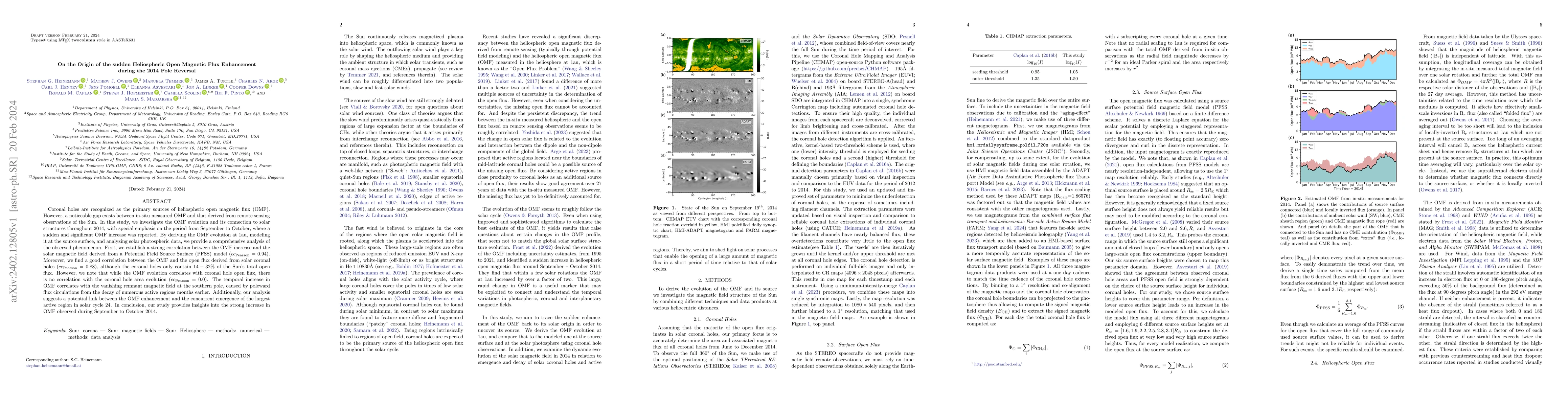 Thumbnail for On the Origin of the sudden Heliospheric Open Magnetic Flux Enhancement
  during the 2014 Pole Reversal