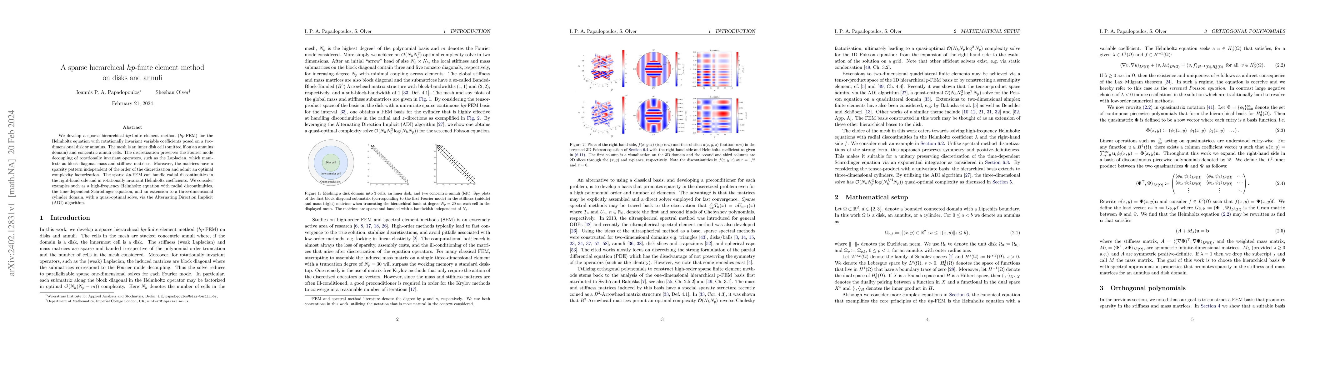Thumbnail for A sparse hierarchical $hp$-finite element method on disks and annuli