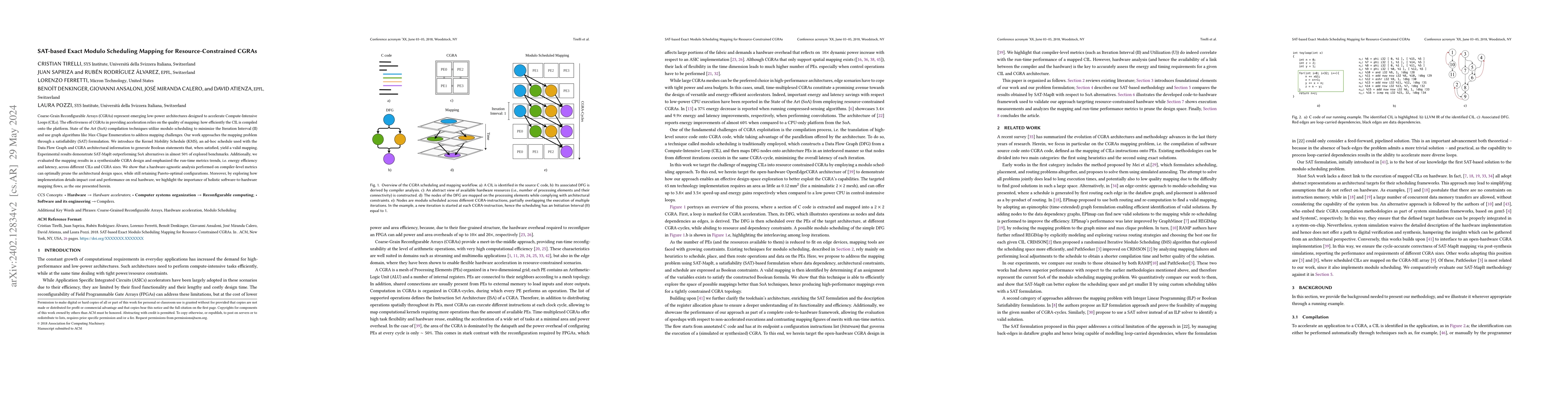 Thumbnail for SAT-based Exact Modulo Scheduling Mapping for Resource-Constrained CGRAs