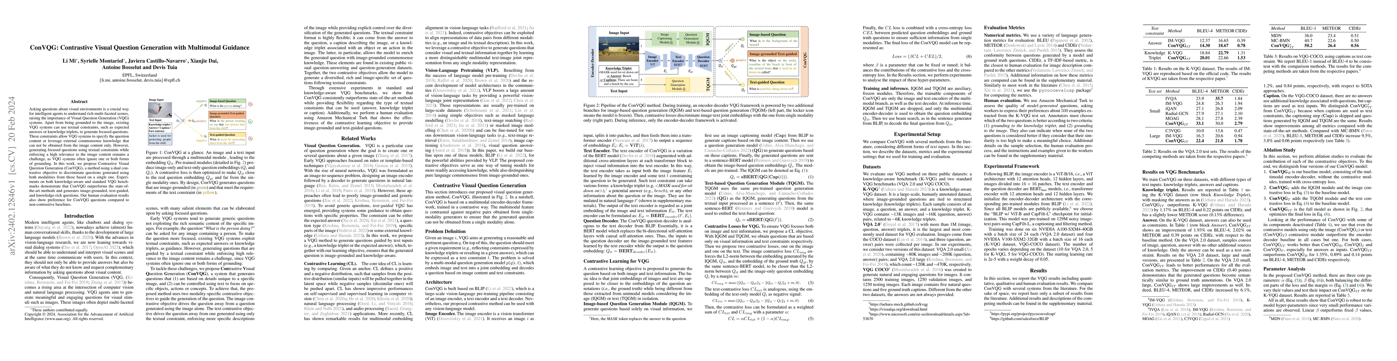 Thumbnail for ConVQG: Contrastive Visual Question Generation with Multimodal Guidance
