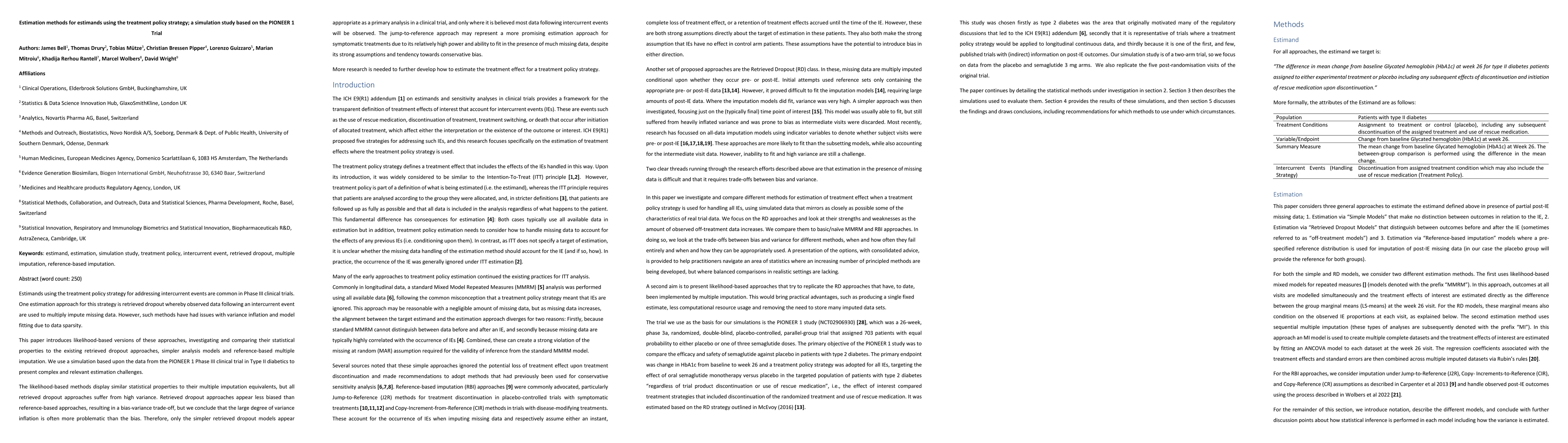 Thumbnail for Estimation methods for estimands using the treatment policy strategy; a
  simulation study based on the PIONEER 1 Trial