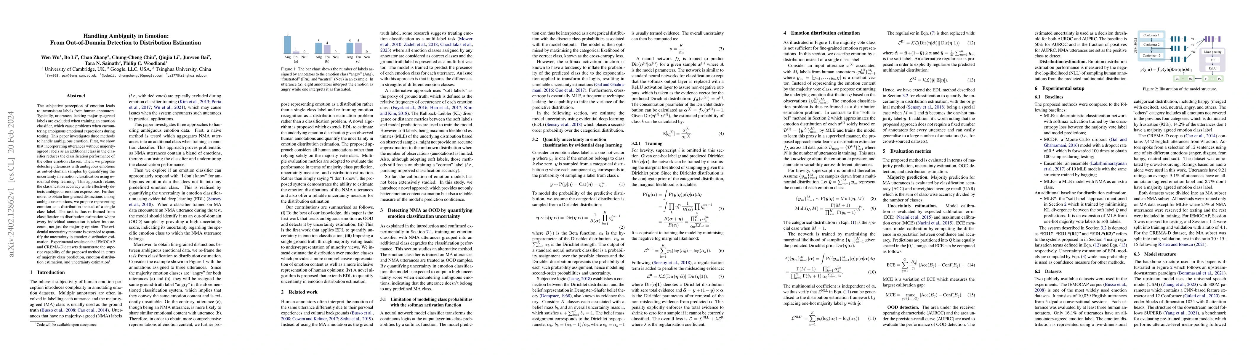 Thumbnail for Handling Ambiguity in Emotion: From Out-of-Domain Detection to
  Distribution Estimation