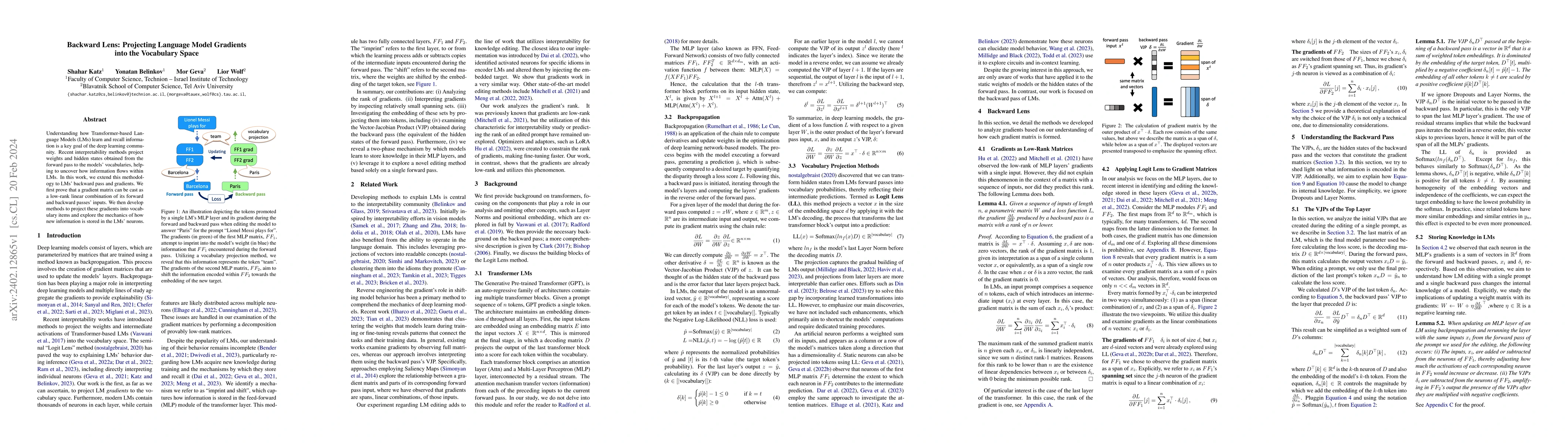 Thumbnail for Backward Lens: Projecting Language Model Gradients into the Vocabulary
  Space