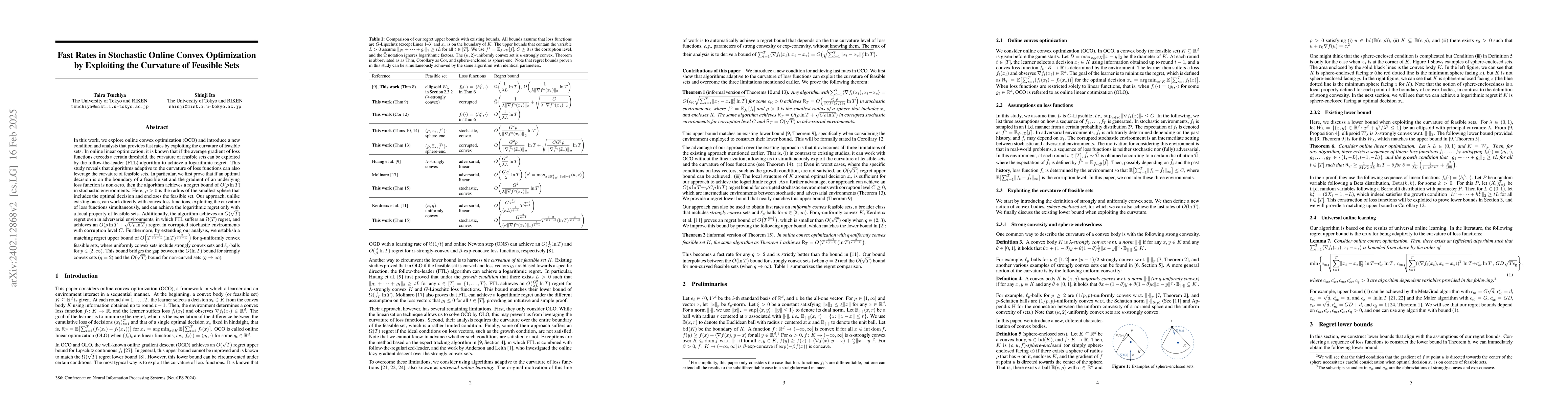 Thumbnail for Fast Rates in Online Convex Optimization by Exploiting the Curvature of
  Feasible Sets