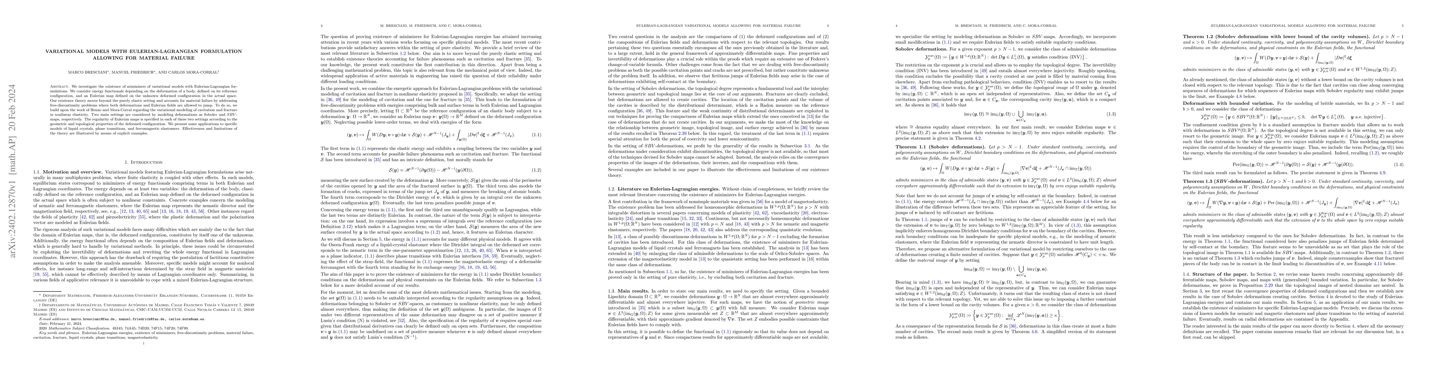 Thumbnail for Variational models with Eulerian-Lagrangian formulation allowing for
  material failure