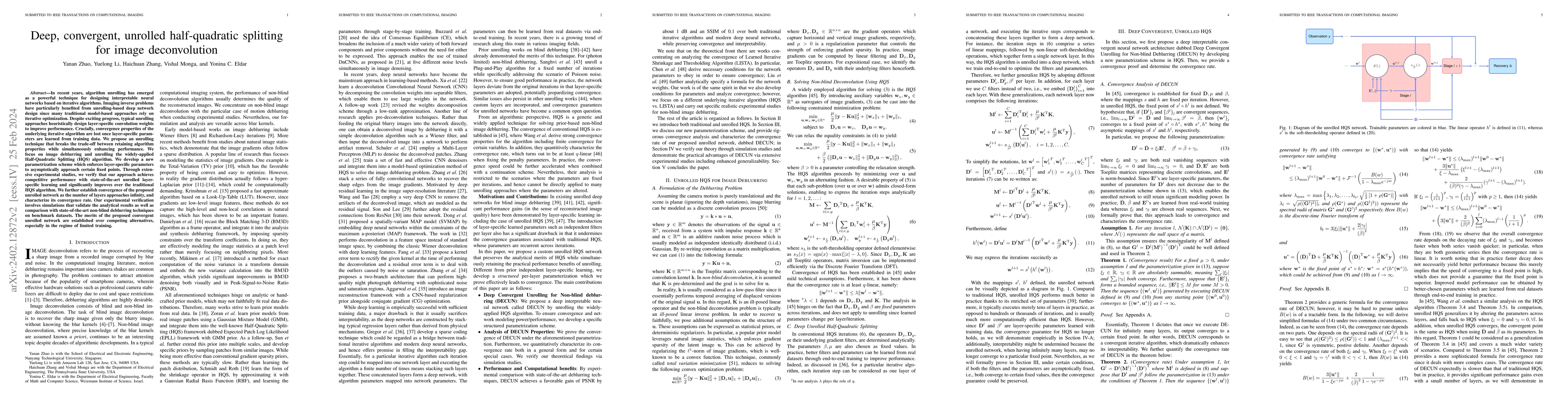 Thumbnail for Deep, convergent, unrolled half-quadratic splitting for image
  deconvolution
