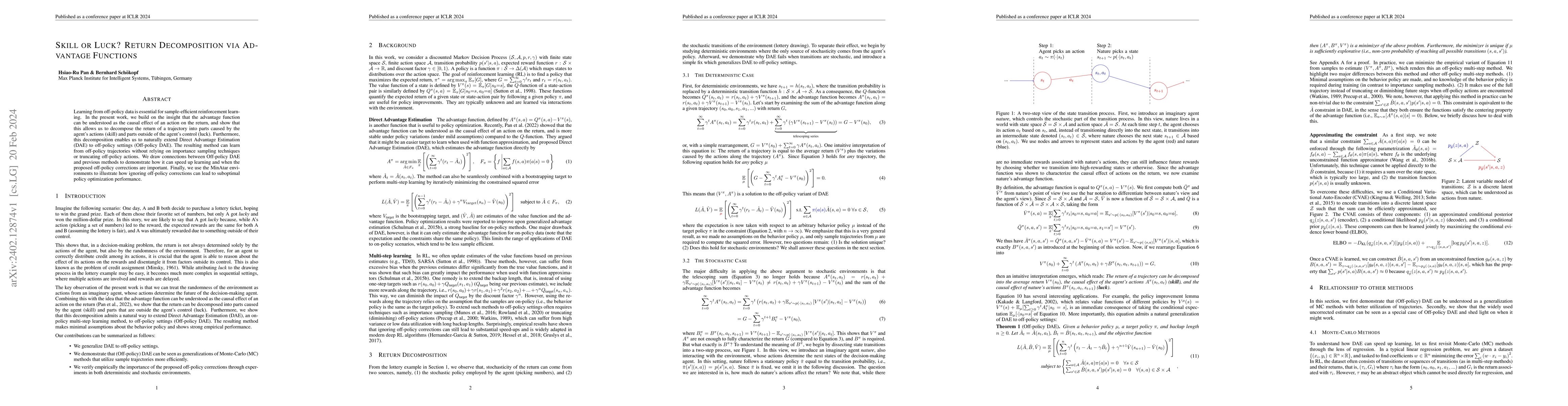 Thumbnail for Skill or Luck? Return Decomposition via Advantage Functions