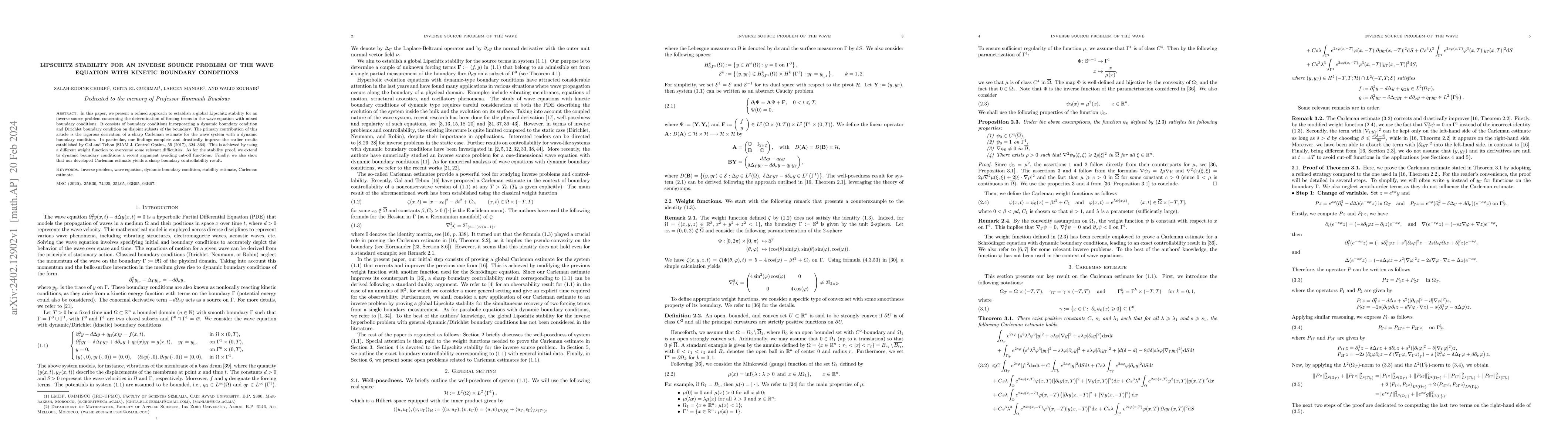 Thumbnail for Lipschitz stability for an inverse source problem of the wave equation
  with kinetic boundary conditions
