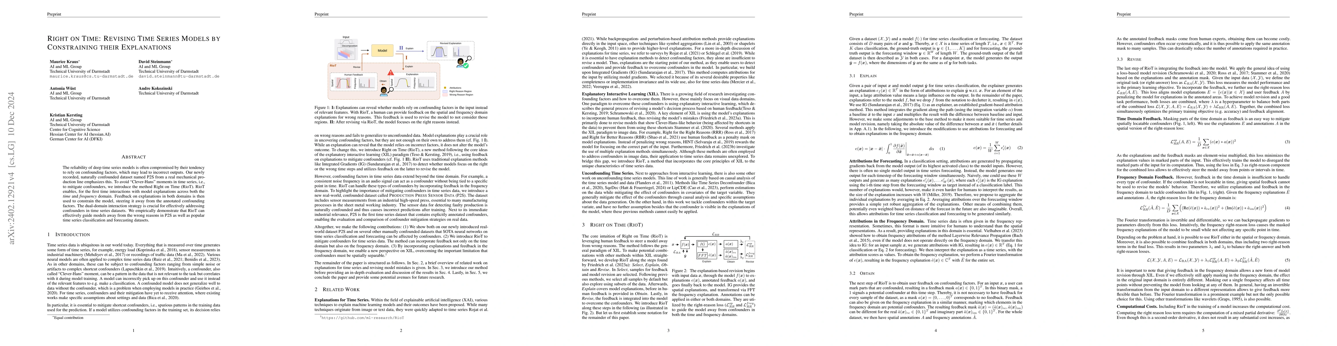 Thumbnail for Right on Time: Revising Time Series Models by Constraining their
  Explanations