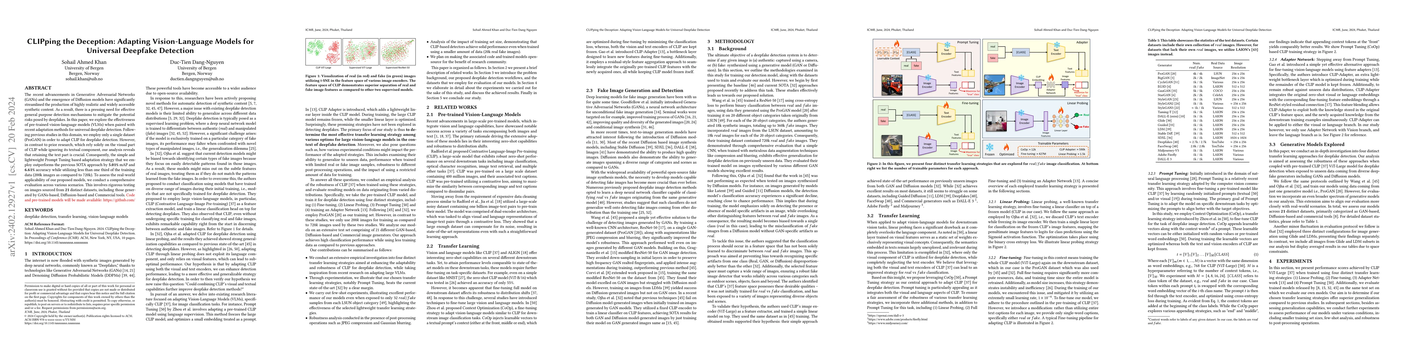 Thumbnail for CLIPping the Deception: Adapting Vision-Language Models for Universal
  Deepfake Detection