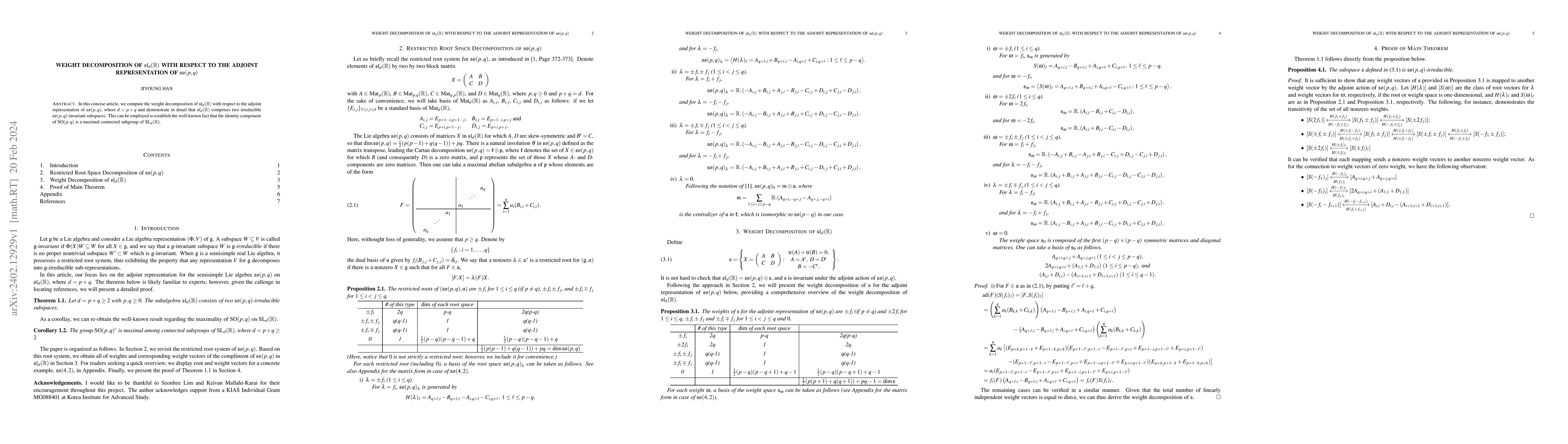 Thumbnail for Weight decomposition of $\mathfrak{sl}_d(\mathbb R)$ with respect to the
  adjoint representation of $\mathfrak{so}(p,q)$