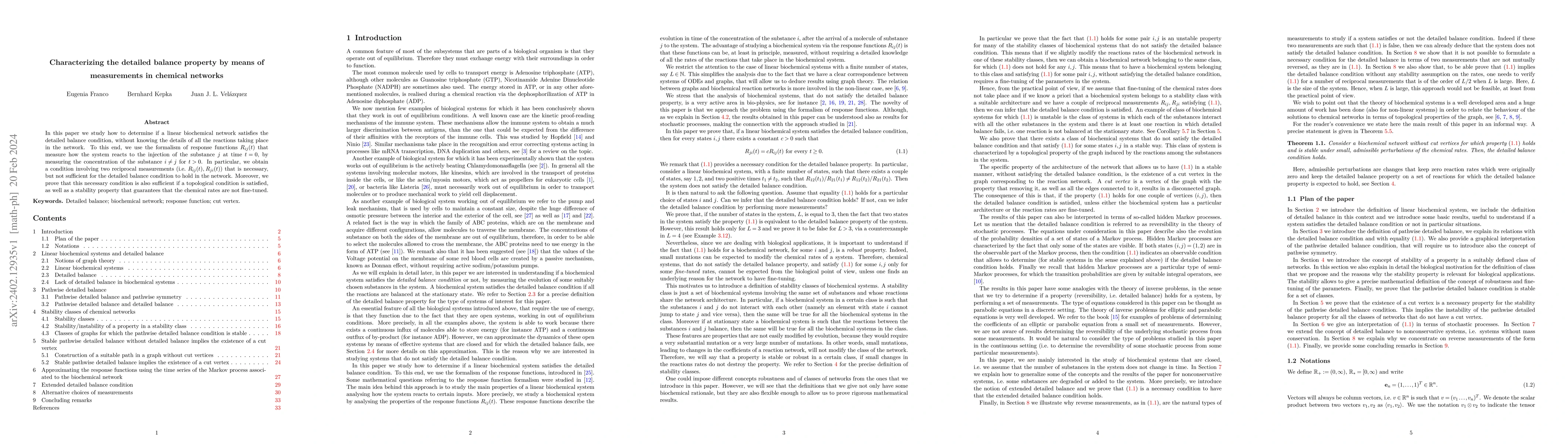 Thumbnail for Characterizing the detailed balance property by means of measurements in
  chemical networks