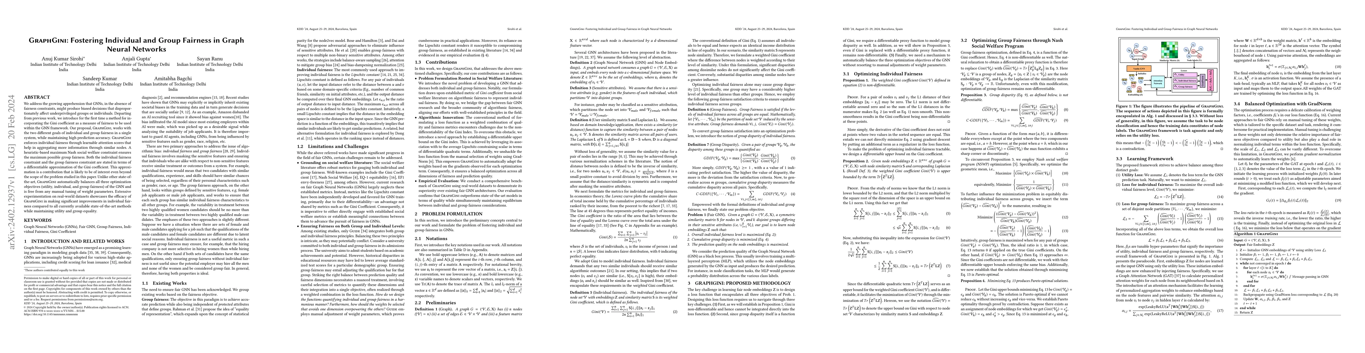 Thumbnail for GRAPHGINI: Fostering Individual and Group Fairness in Graph Neural
  Networks