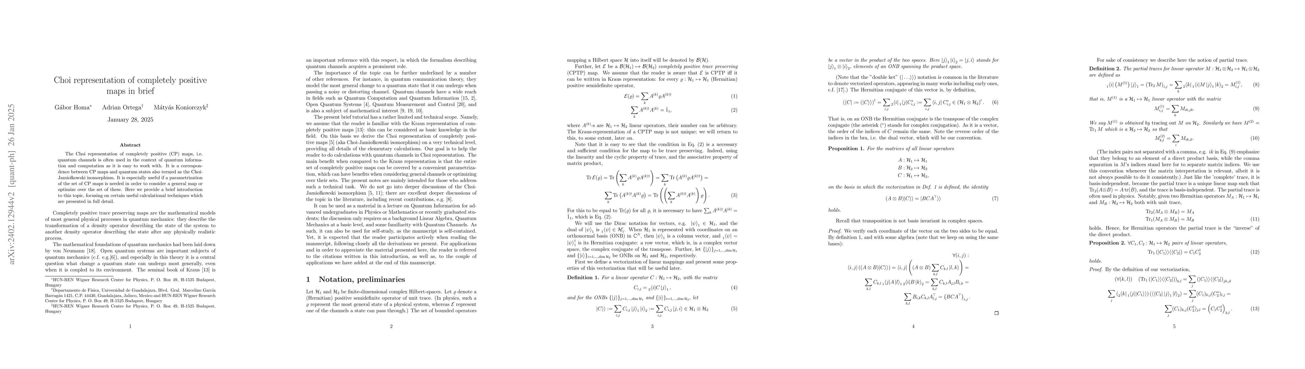 Thumbnail for Choi representation of completely positive maps: a technical
  introduction