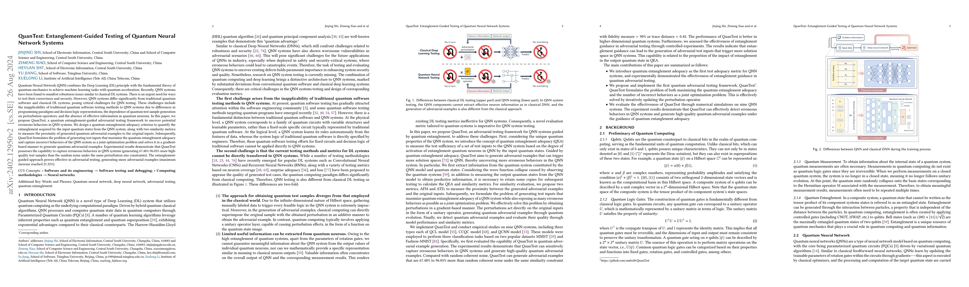 Thumbnail for QuanTest: Entanglement-Guided Testing of Quantum Neural Network Systems