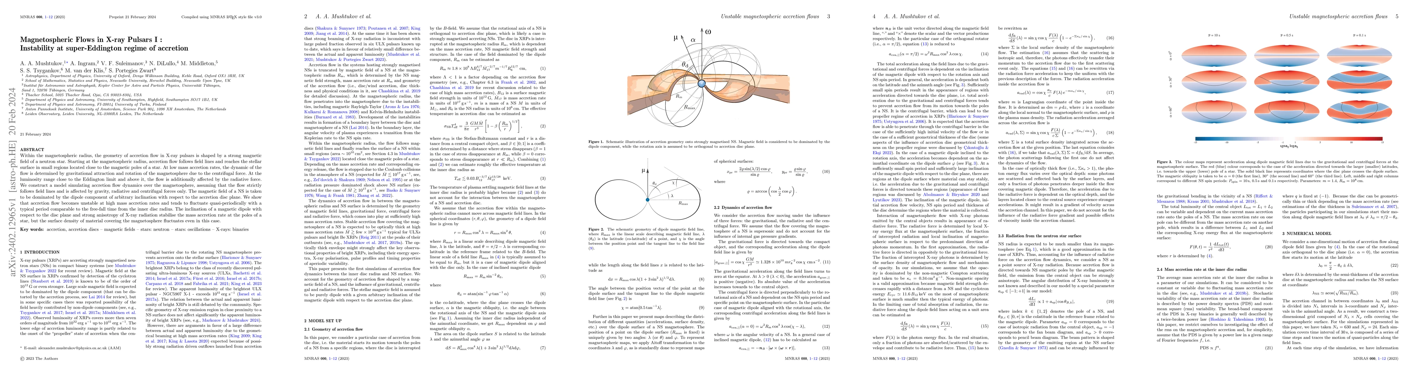 Thumbnail for Magnetospheric Flows in X-ray Pulsars I: Instability at super-Eddington
  regime of accretion