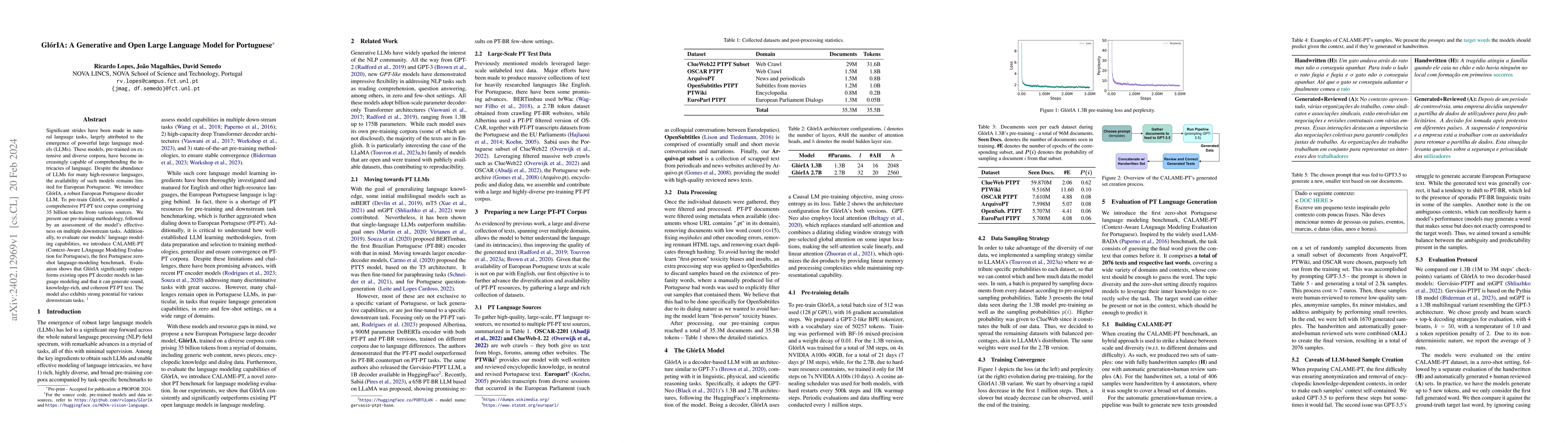 Thumbnail for Gl\'orIA -- A Generative and Open Large Language Model for Portuguese