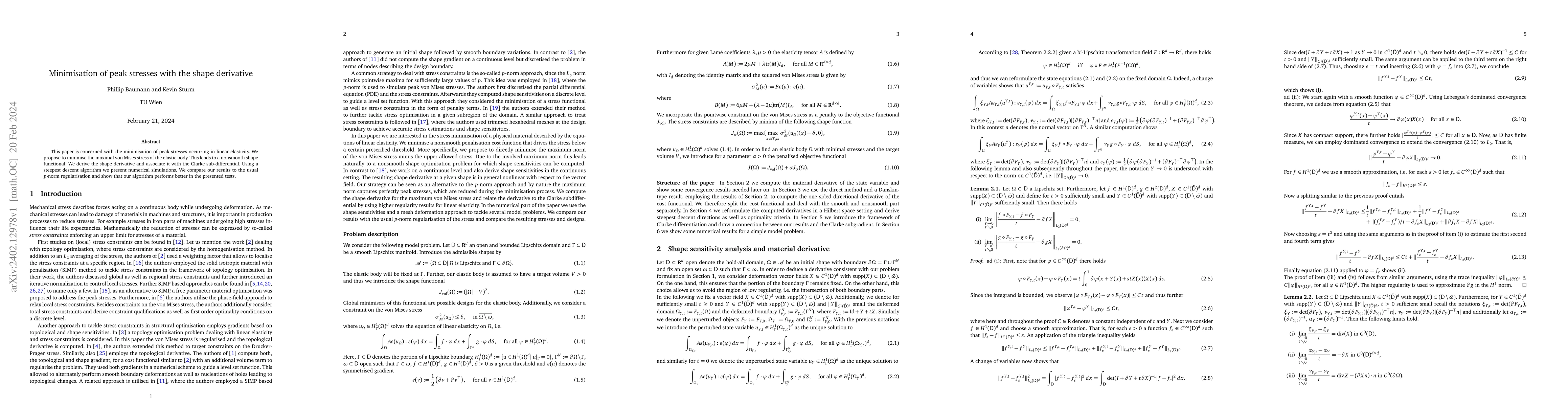 Thumbnail for Minimisation of peak stresses with the shape derivative