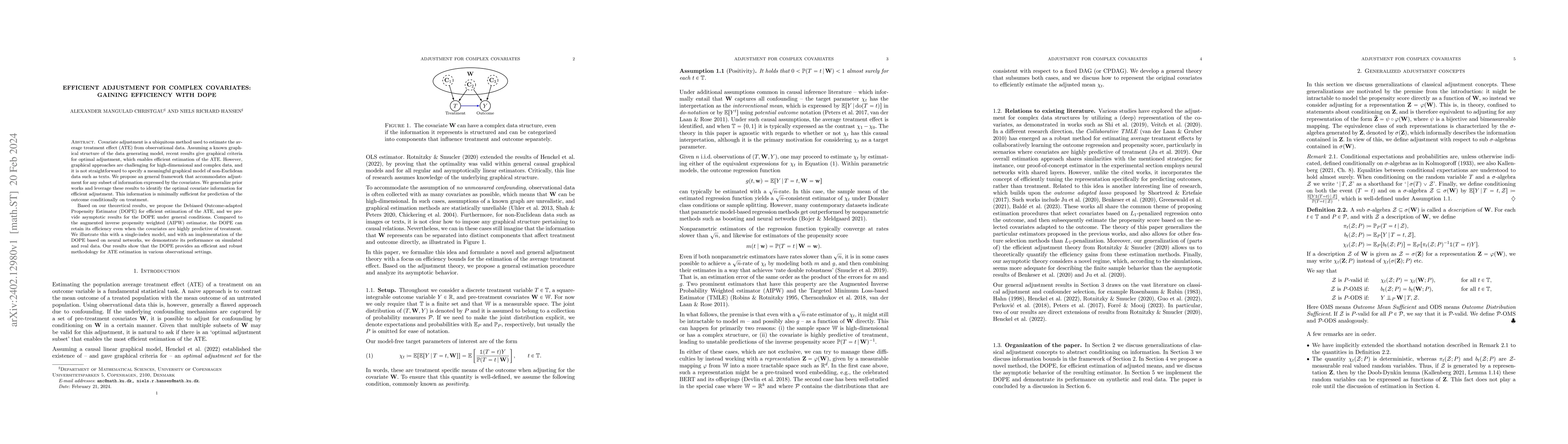 Thumbnail for Efficient adjustment for complex covariates: Gaining efficiency with
  DOPE