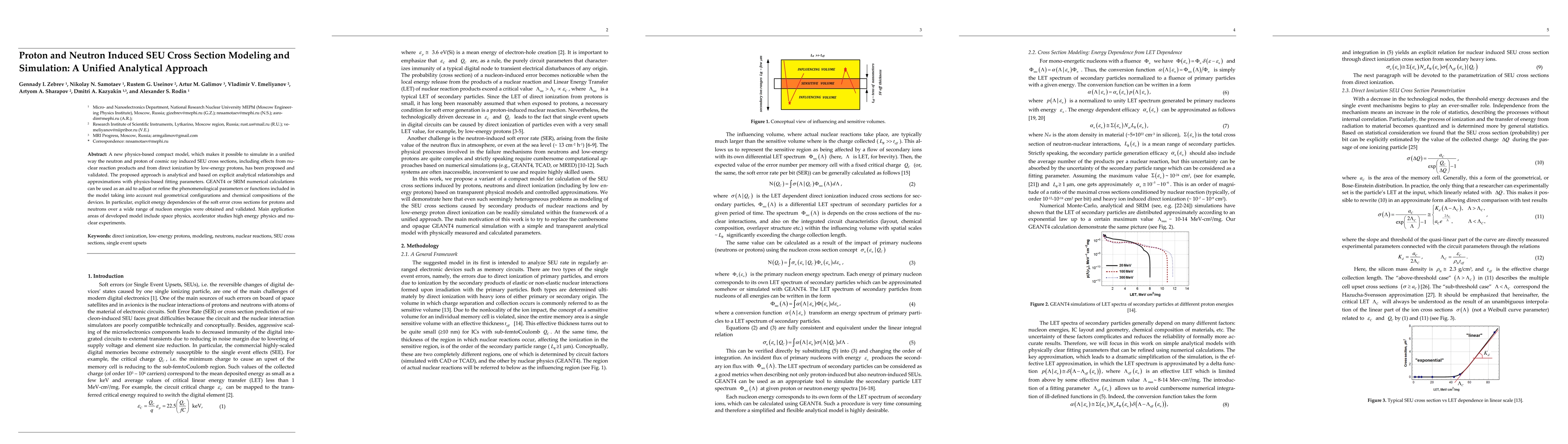 Thumbnail for Proton and Neutron Induced SEU Cross Section Modeling and Simulation: A
  Unified Analytical Approach
