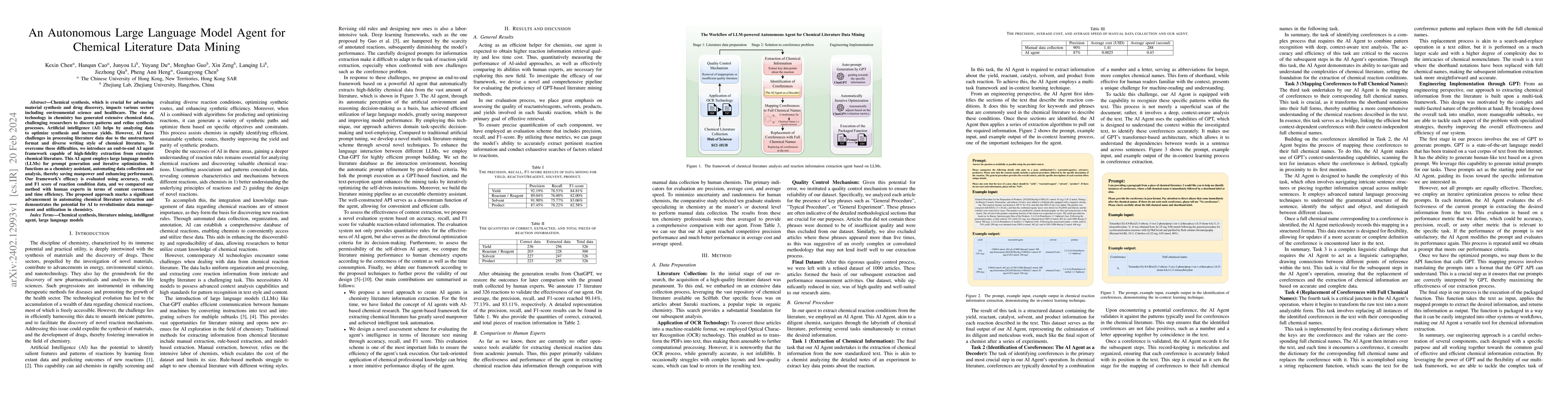 Thumbnail for An Autonomous Large Language Model Agent for Chemical Literature Data
  Mining