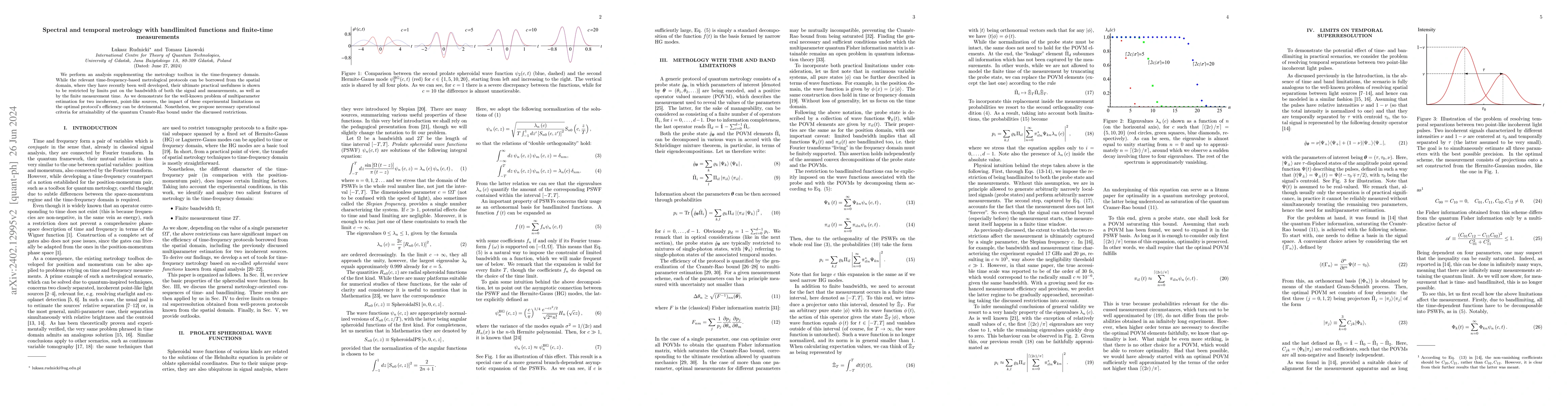 Thumbnail for Spectral and temporal metrology with bandlimited functions and
  finite-time measurements