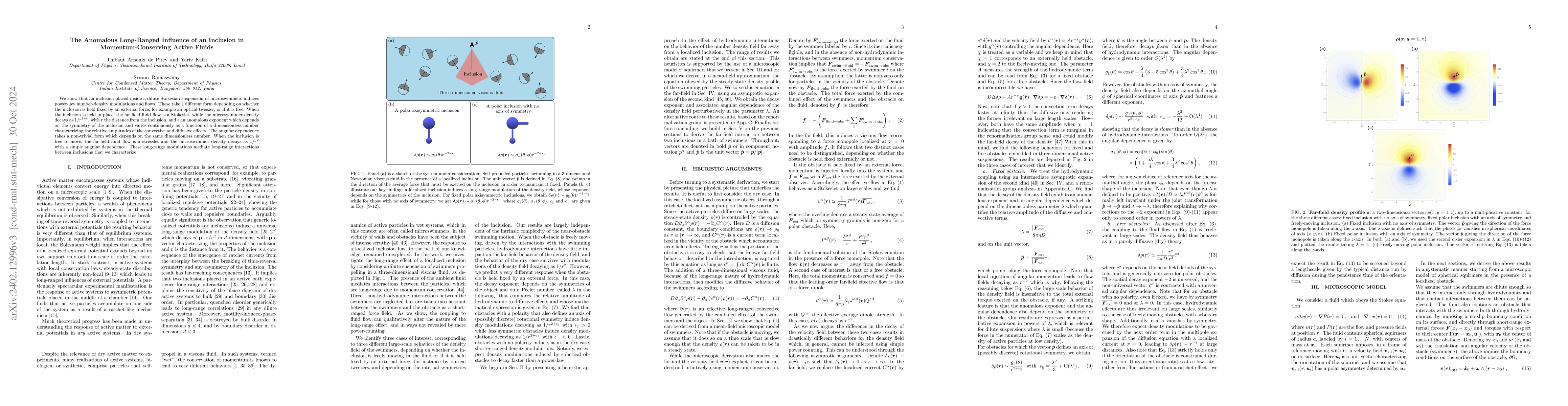 Thumbnail for The Anomalous Long-Ranged Influence of an Inclusion in
  Momentum-Conserving Active Fluids