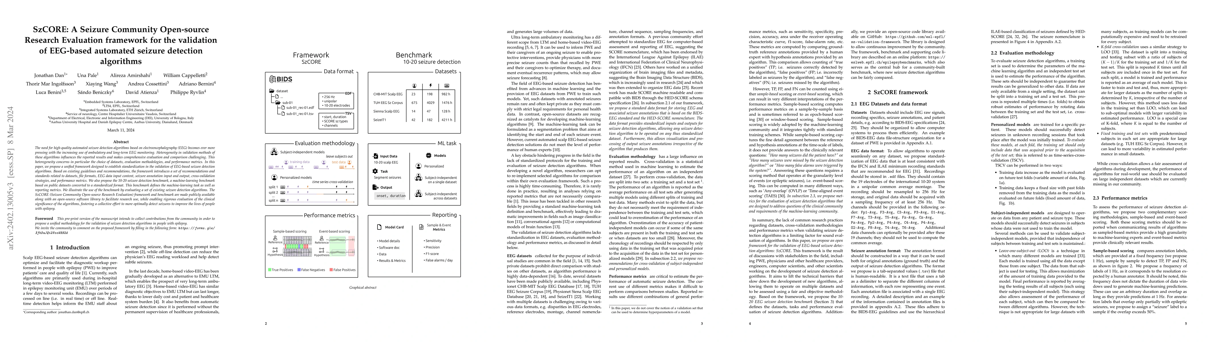 Thumbnail for SzCORE: A Seizure Community Open-source Research Evaluation framework
  for the validation of EEG-based automated seizure detection algorithms