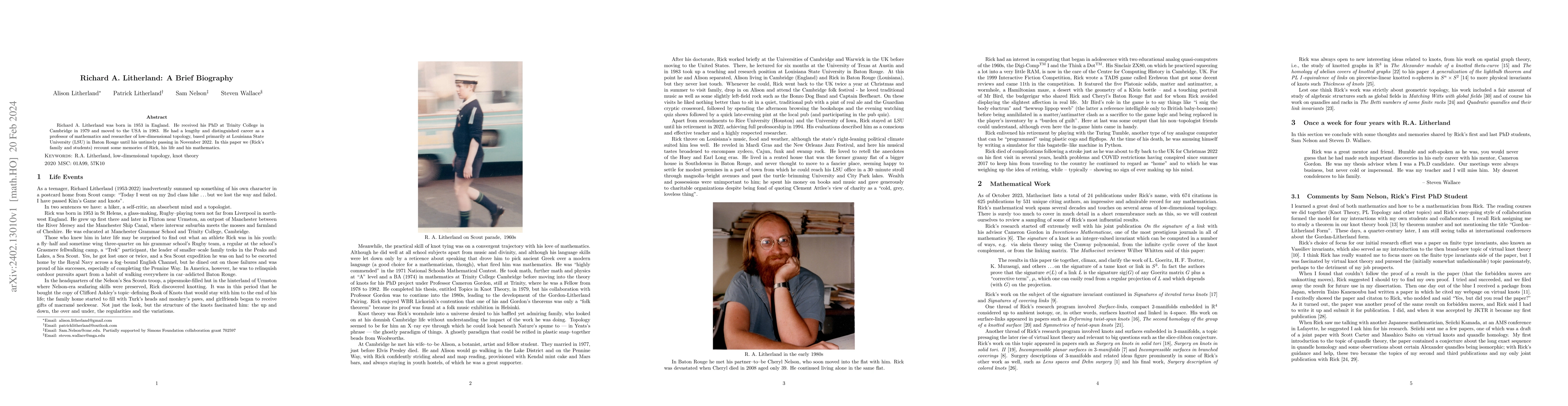 Thumbnail for Richard A. Litherland: A Brief Biography