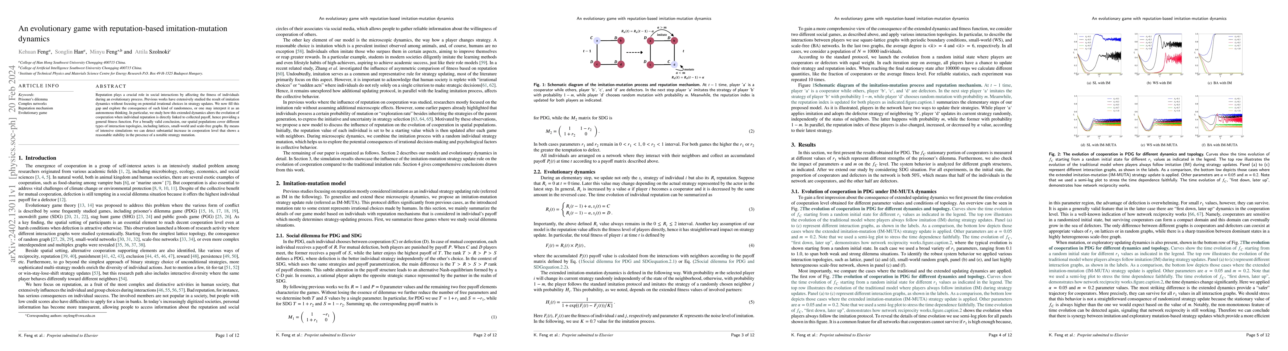 Thumbnail for An evolutionary game with reputation-based imitation-mutation dynamics
