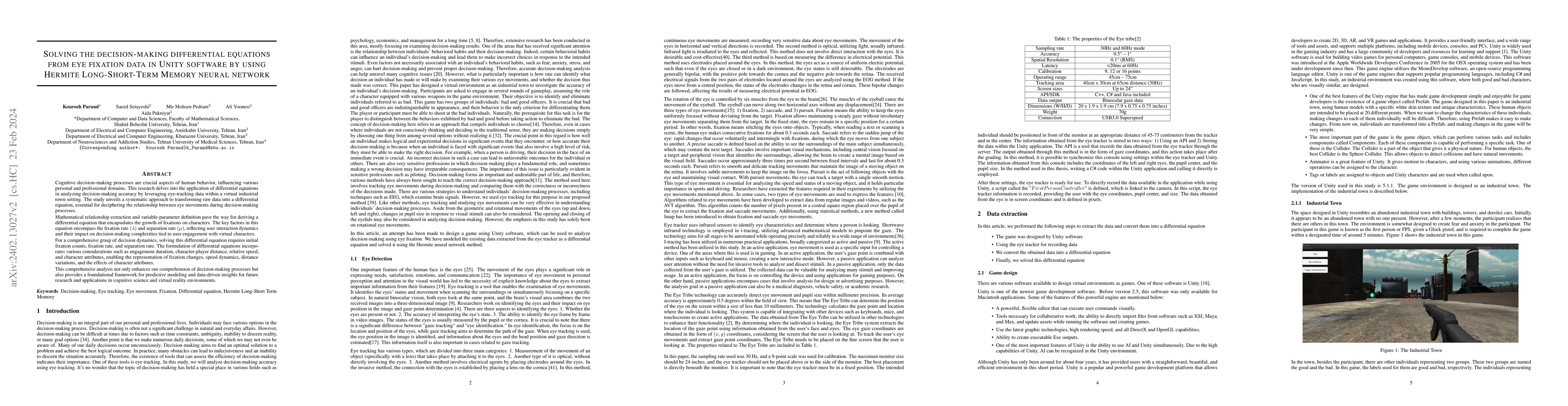 Thumbnail for Solving the decision-making differential equations from eye fixation
  data in Unity software by using Hermite Long-Short-Term Memory neural network