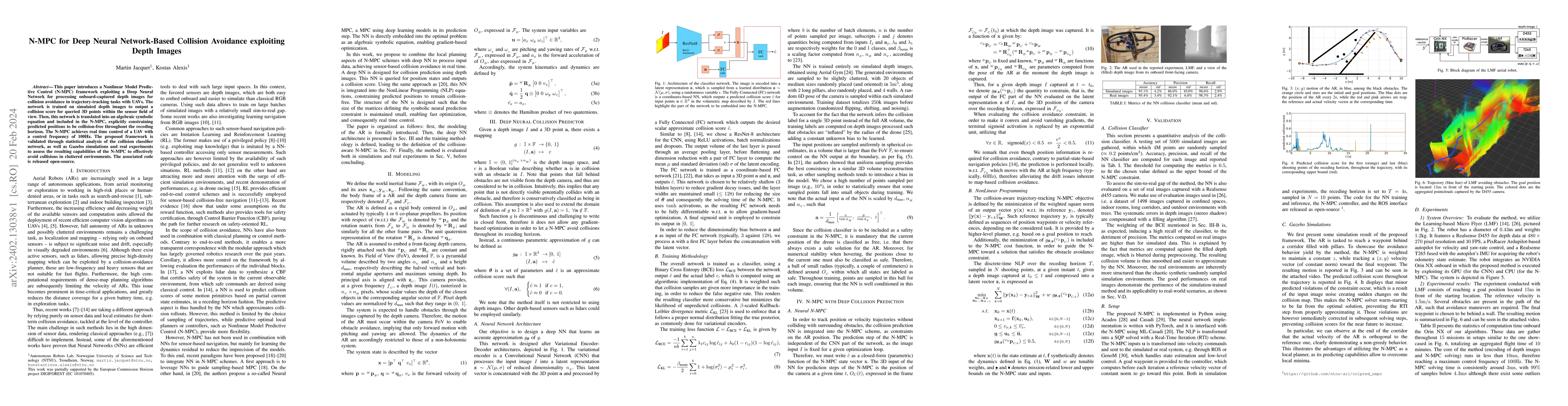 Thumbnail for N-MPC for Deep Neural Network-Based Collision Avoidance exploiting Depth
  Images