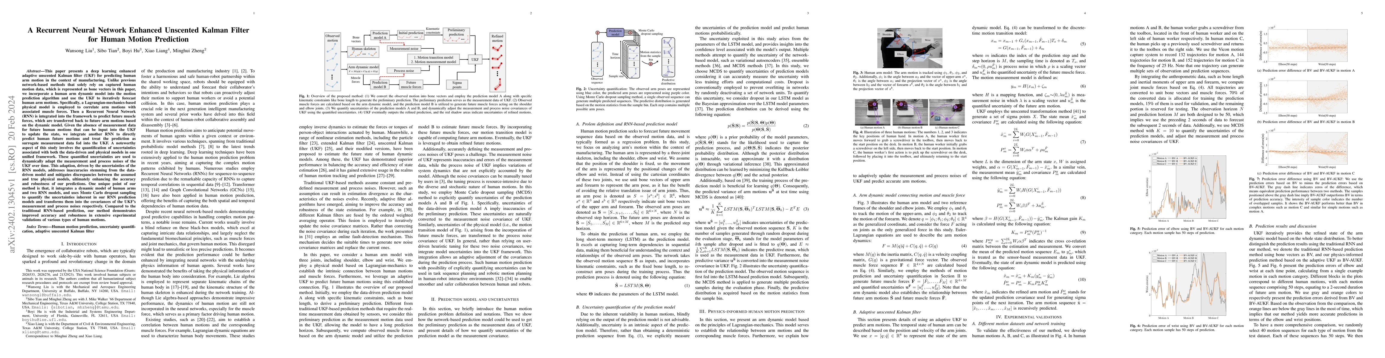 Thumbnail for A Recurrent Neural Network Enhanced Unscented Kalman Filter for Human
  Motion Prediction